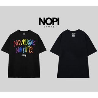  ÁO THUN STUSSY NO MUSIC NO LIFE FORM RỘNG NAM NỮ UNISEX VẢI COTTON CAO CẤP DÀY DẶN - NOPI STORE 