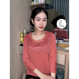 Áo voan nhũ hai lớp trung niên , áo kiểu trung niên QC _ngọc loan shop ( ảnh tự chụp )