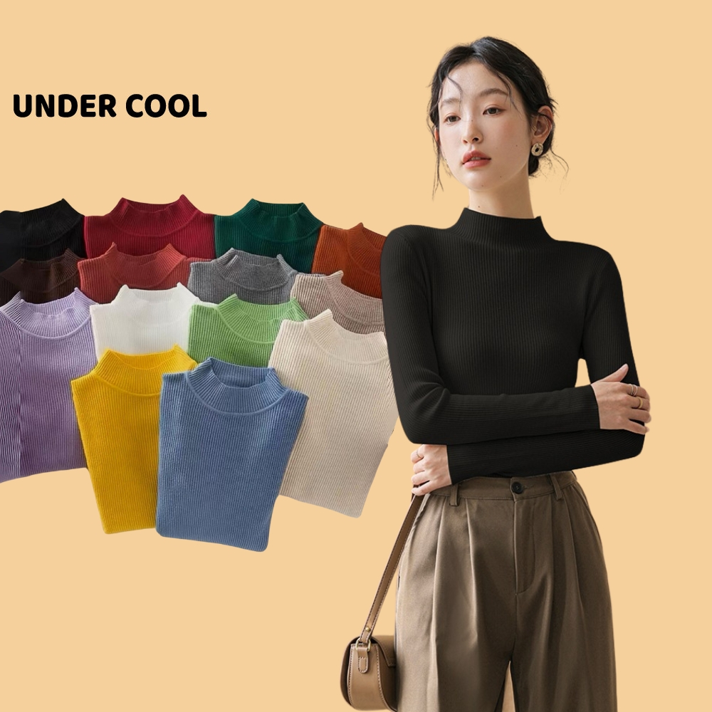 Áo len cổ thấp co dãn ôm sát UNDERCOOL len tăm cổ 3cm thiết kế trẻ trung nhiều màu sắc trẻ trung ADT01