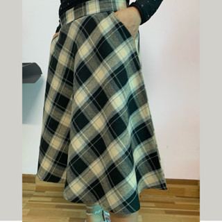  Chân Váy Dạ Kẻ  Bigsize Tới 80kg- Chân Váy Xoè Dài Chất Dạ Kẻ Siêu Hack Dáng 