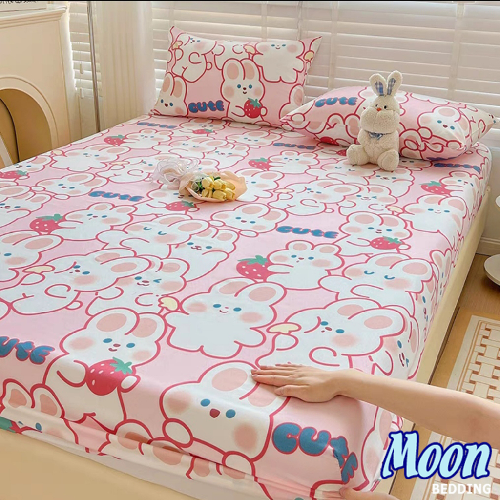 Bộ Ga Gối 3 Món💖m2/m4/m6/m8💖 Ga và 2 Vỏ Gối Nằm, Drap Trải Nệm Cotton Poly Mẫu Tùy Chọn - Moon Bedding