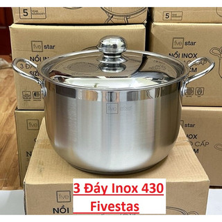Nồi luộc gà 3 đáy Inox 430 Fivestar Nắp Inox, dùng bếp từ
