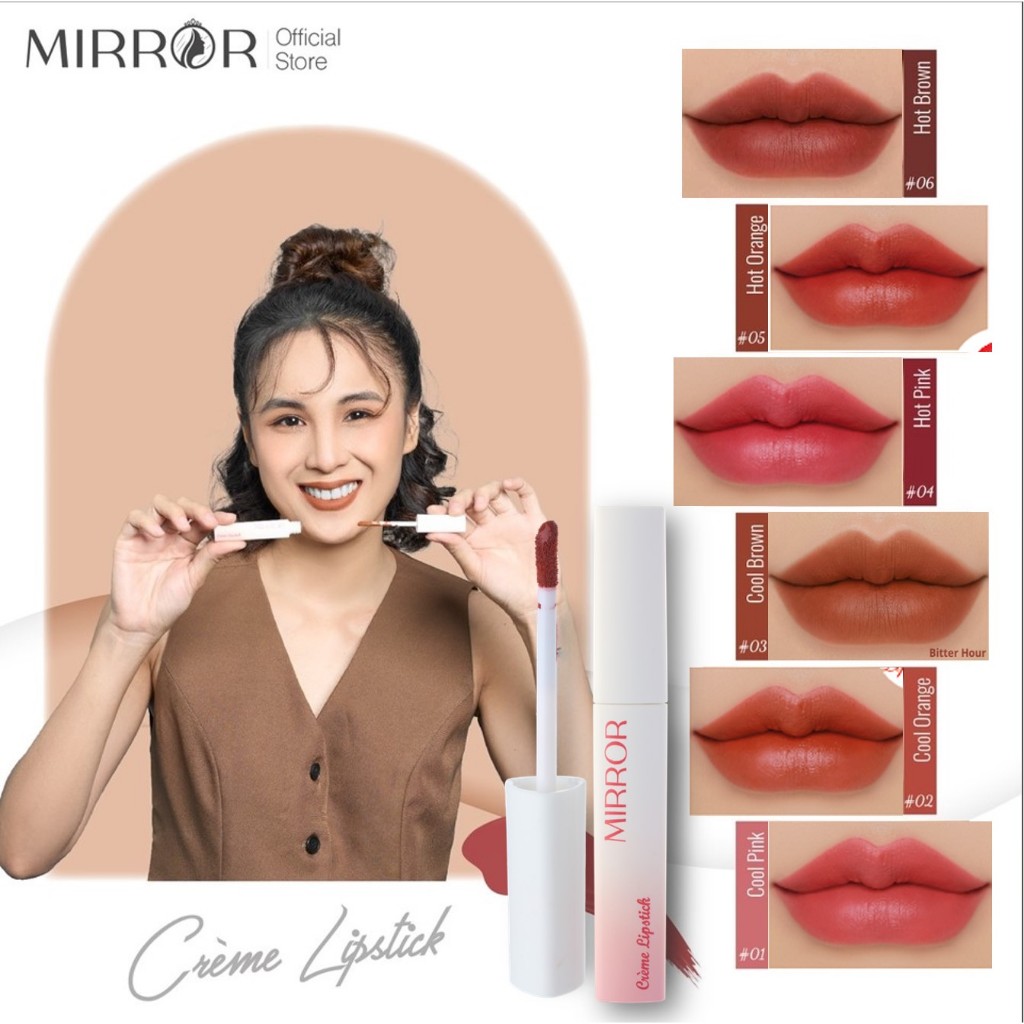 Son kem lì MIRROR Crème Lipstick 2g  - Son môi chính hãng mềm mịn, không chì, nhiều dưỡng, lâu trôi-Valentine