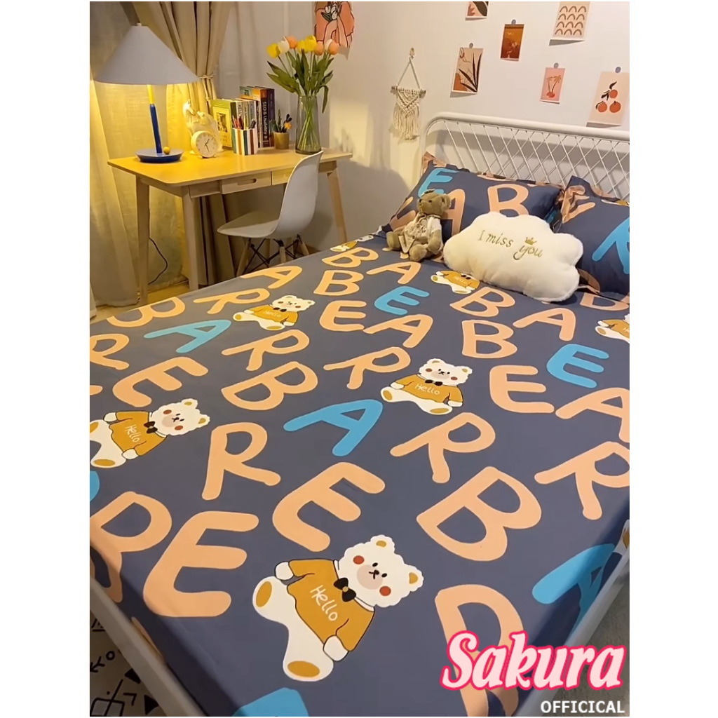 Combo 3 Món Ga Gối Cotton Poly, Drap Giường và 2 Vỏ Gối m2/m4/m6/m8/2m2 Trải Nệm Bốn Mùa - Sakura Bedding