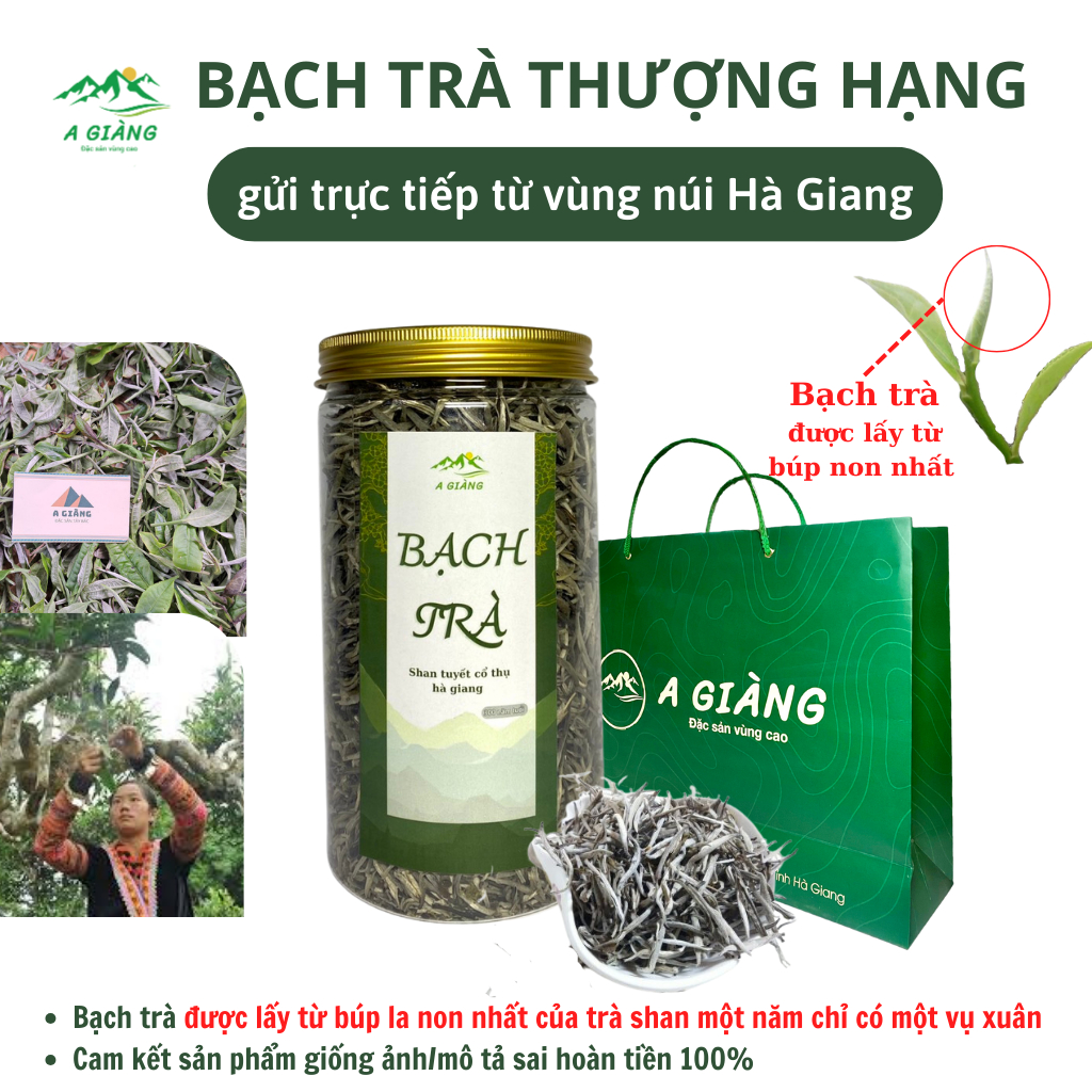 Bạch trà shan tuyết cổ thụ thượng hạng thơm mạnh, Bạch trà shan tuyết cổ thụ thượng hãng hộp 200g