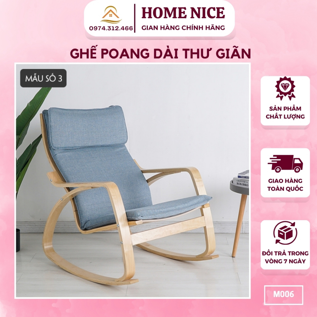 Ghế Poang Bập Bênh Thư Giãn,Ghế Đọc Sách ( Tặng kèm thảm lau chân )