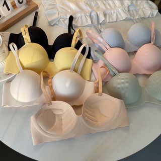 Áo Lót Nữ Su Cúp Ngang Thông Hơi Không Gọng Phối Kẻ 3D Nâng Ngực A20