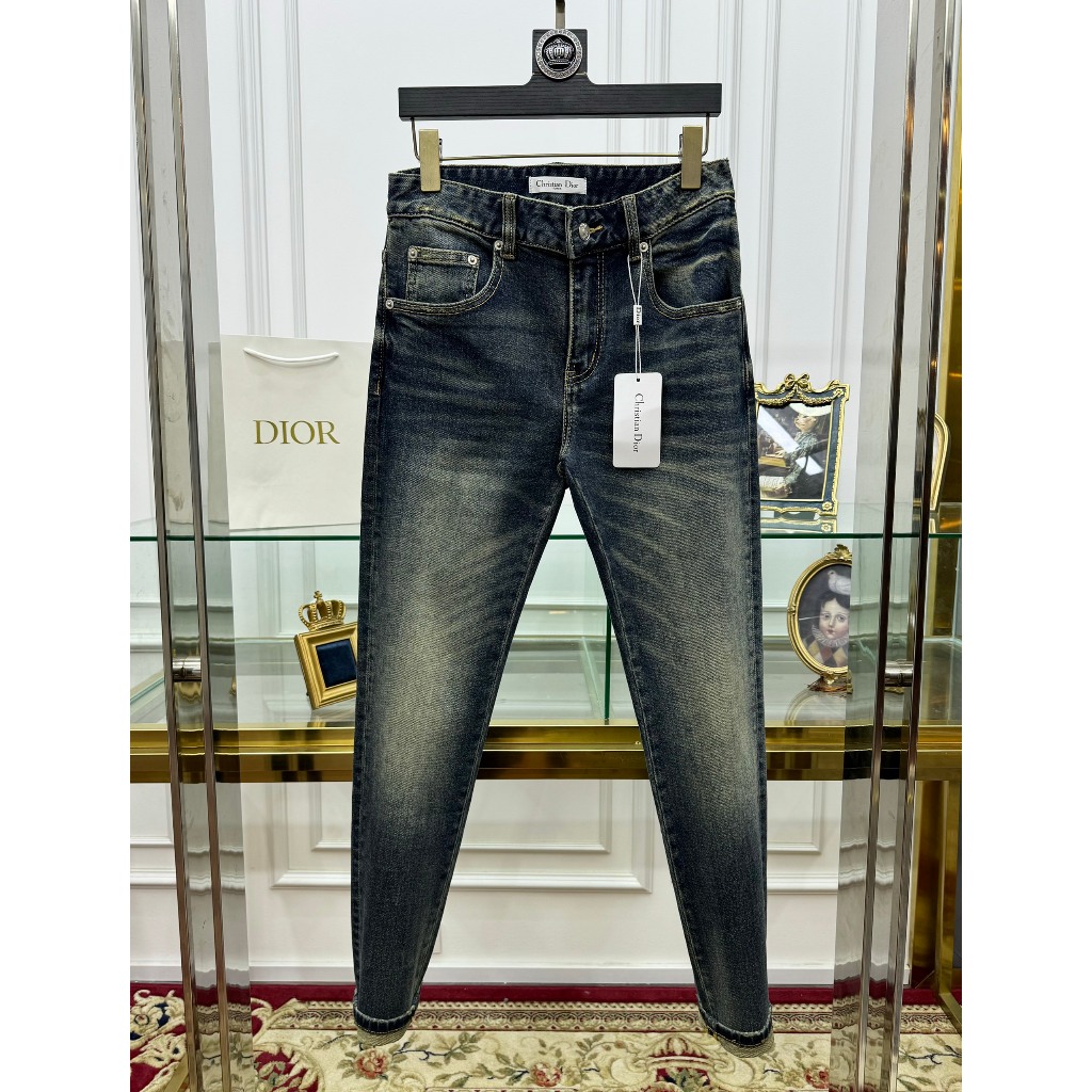 Quần Jean Dior Xanh bạc tag da check túi sau họa tiết monogram LA 1-1 on web