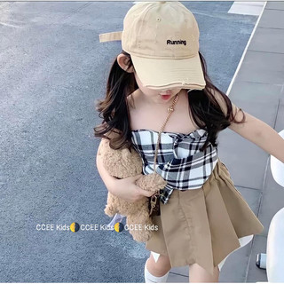 Set áo xoắn ngực điệu đà kết hợp chân váy cho bé gái