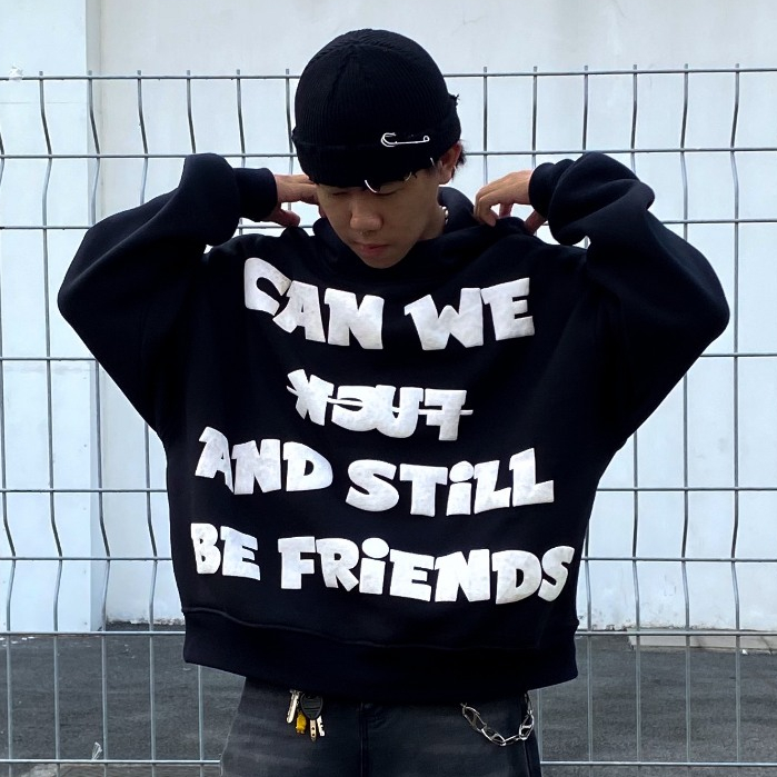 Áo hoodie FAFIC BE FRIEND dạng BOXY nam nữ chữ in nổi chất nỉ cotton dày KUN SHOP UNISEX