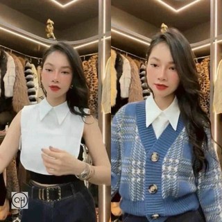Áo cổ sơ mi Phối áo nỉ-ÁO len Siêu đẹp