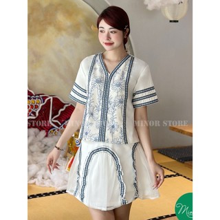 Áo phối hoa cúc xanh