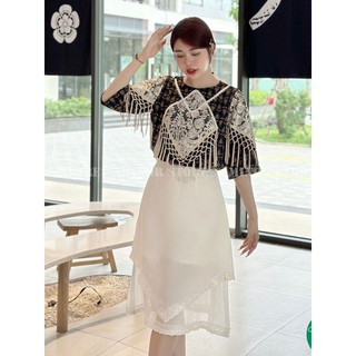 Chân váy trắng dài 3 lớp