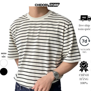 Áo Thun Tay Ngắn Nam Nữ Kẻ Sọc Ngang Unisex From Rộng Phong Cách Trẻ Trung Hàn Quốc Chất liệu Vải Cotton 100% CHIDORI