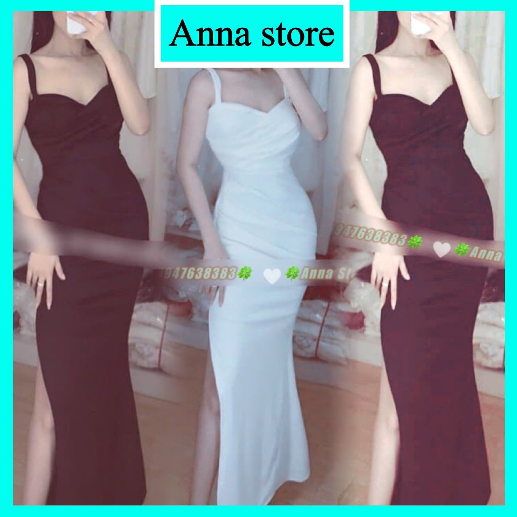 đầm body dáng dài xẻ tà cổ V khoét sâu sexy M293