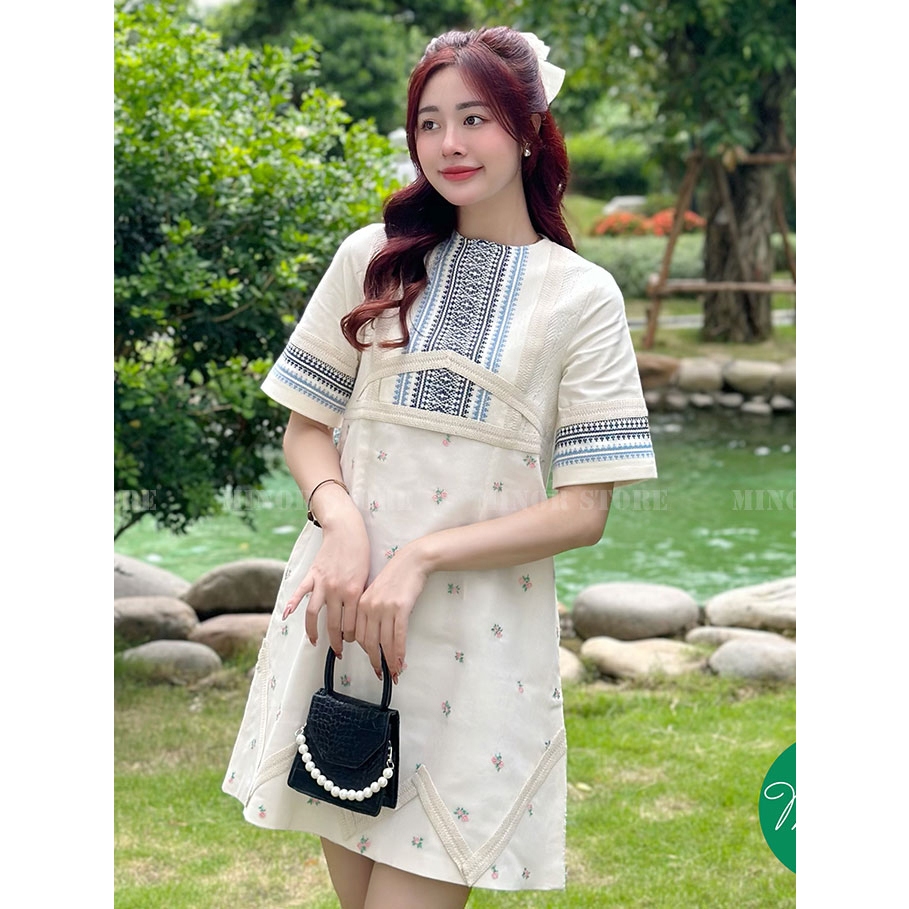 ĐẦM LIỀN 2 LỚP HOA VĂN  [MINOR JOLINA]