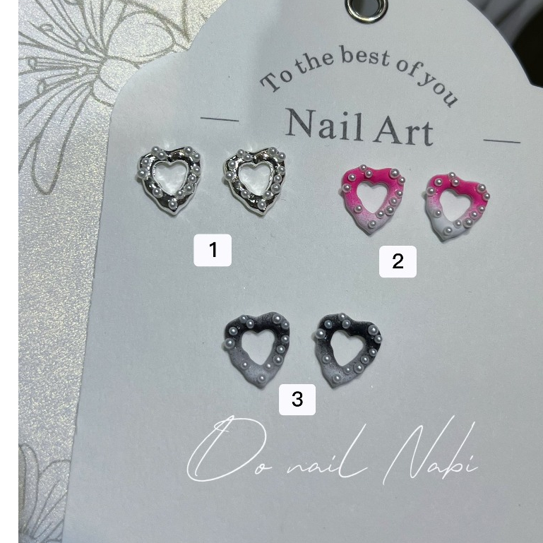 Charm trái tim ngọc trang trí móng tay