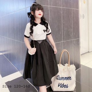 Set áo Polo Chân váy xoè Pra cho bé gái size đại 19-45kg tiểu thư nhẹ nhàng
