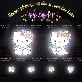 Sticker phản quang dán xe, nón bảo hiểm Hello Kitty