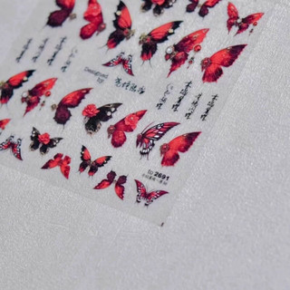 Sticker bướm đỏ 5d dán móng /Sticker 5d hình bướm đỏ dán móng
