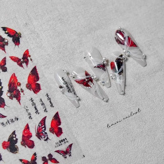 Sticker bướm đỏ 5d dán móng /Sticker 5d hình bướm đỏ dán móng