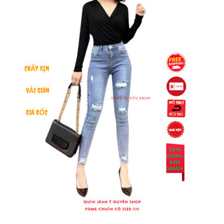 Quần jean nữ lưng cao fome chuẩn, quần bò nữ chất giãn tốt có size đại big size đến mẫu phối rách