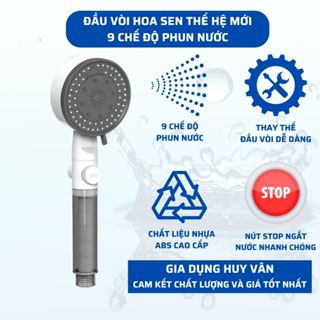 Đầu Vòi Hoa Sen Tăng áp có lõi lọc và 9 chế độ phun nước được làm từ chất liệu nhựa ABS cao cấp dễ dàng lắp đặt K234