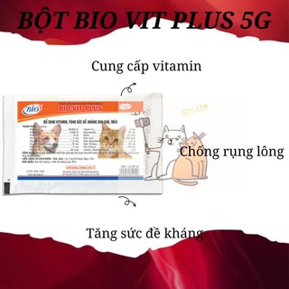 BỘT BỔ SUNG VITAMIN, TĂNG SỨC ĐỀ KHÁNG CHO CHÓ MÈO Bio Vit Plus gói 5g