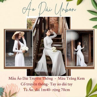Áo dài trắng nữ, áo dài trơn truyền thống may sẵn chất Lụa  mềm mát rủ tà không ngứa phom ôm eo dáng chuẩn
