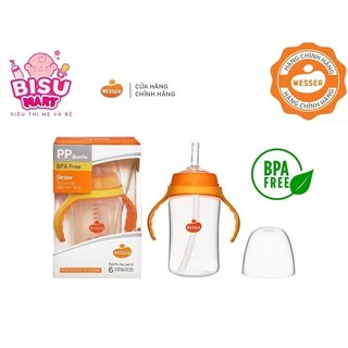 Bình ống hút cho bé cổ rộng PP Wesser 260ml