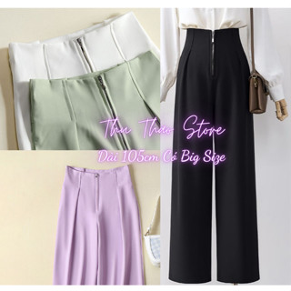 Quần tây nữ ống suông có big size ôm eo khóa đồng giữa form đẹp, gọn hack dáng dài 95cm