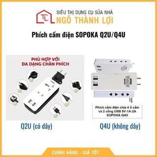 Ổ cấm điện SOPOKA Q2U/Q4U tích hợp ổ cắm và cổng sạc USB giá tốt