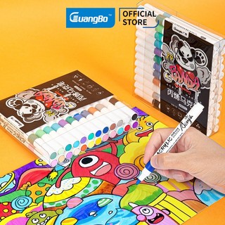 Bút sơn acrylic marker 2 đầu guangbo - 12/24/36/48 màu đậm, đều - tô màu đi nét diy - gubh02273