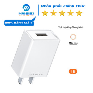Củ sạc Rockspace T6 plus 2A 1 cổng USB - Hàng chính hãng bảo hành 12 tháng