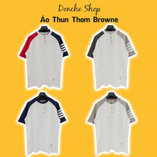 Áo Thun Thôm Phối Tay In 4 Vạch Trắng Siêu Nét - Áo Phông Nam Nữ Thôm Rao Chất Cotton Cao Cấp 660417