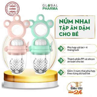 Túi nhai ăn dặm cao cấp chống hóc Misuta (Gồm 1 túi nhai + 3 núm nhai) - an toàn cho bé