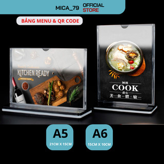 Menu mica A5,A6 ngang,kệ menu để bàn (15 x 21cm) và (10 x 15cm)