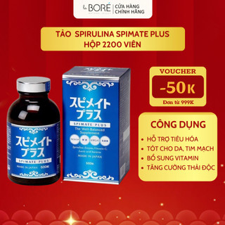 [600 viên] Tảo Viên Spirulina Spimate, Bổ Sung Vitamin, Ngăn Ngừa Lão Hóa, Chống Táo Bón