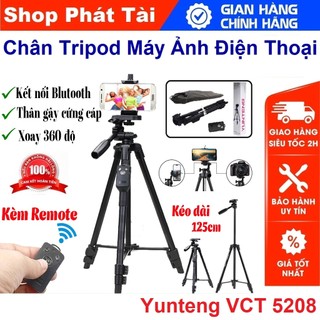 Giá Đỡ Điện Thoại, Chân Máy Ảnh Camera Livestream Chuyên Nghiệp Chính Hãng Yunteng VCT 5208