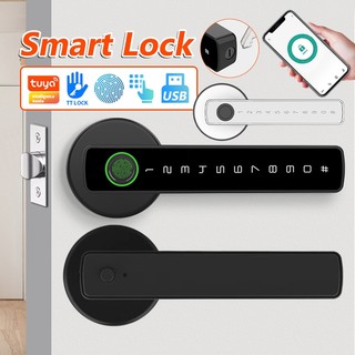 Khóa cửa vân tay nắm cửa 4 cách để mở khóa cửa, khóa số vân tay thông minh điện tử, Khóa vân tay TUYA dùng app