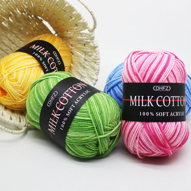 Len Milk Cotton màu loang (cuộn 50gr)