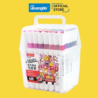 [LIFEMALL25015 - 12% đơn 250K] Bút màu marker 2 đầu Guangbo 12/24/36/48/60 màu cao cấp H02210-11-12-13