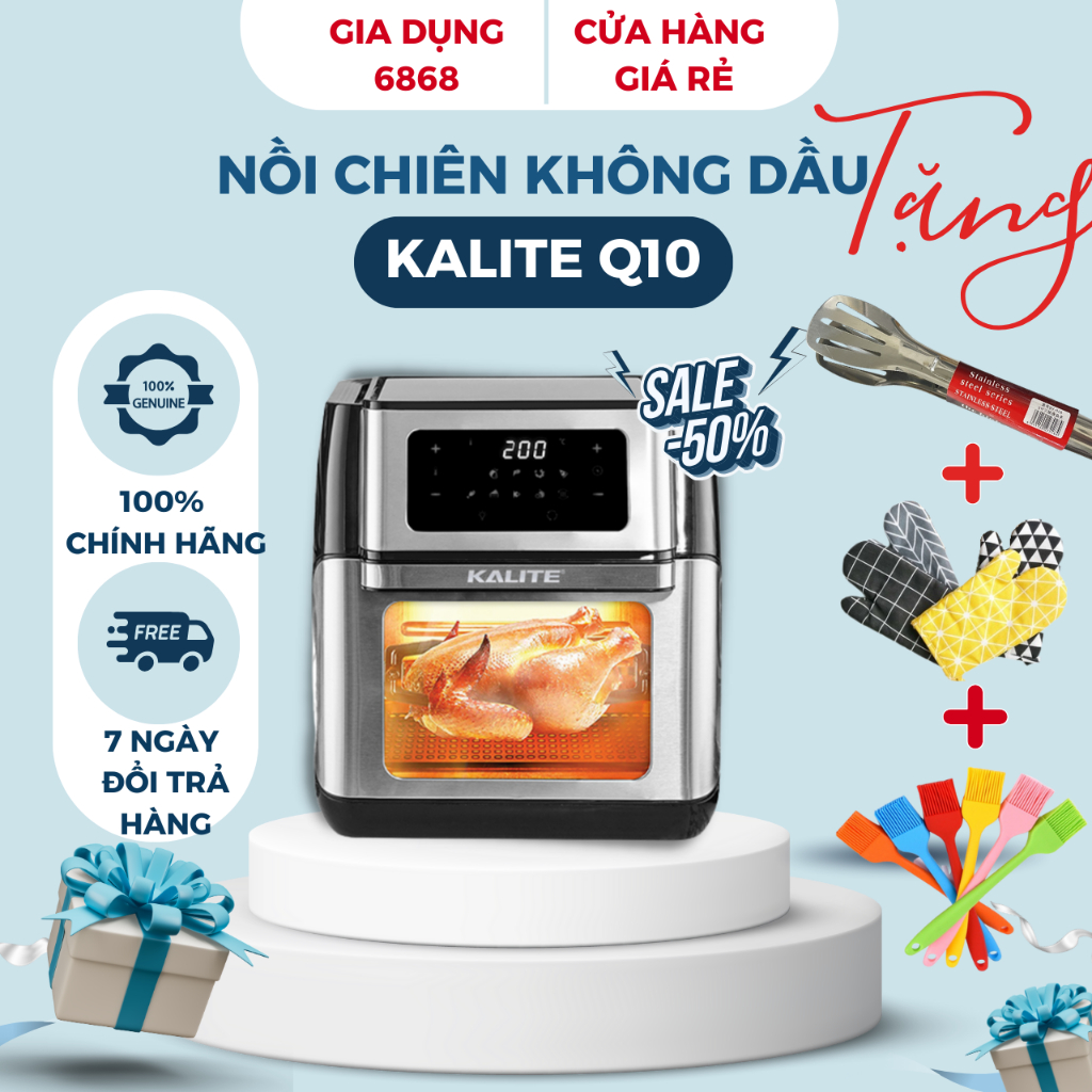 NỒI CHIÊN KHÔNG DẦU KALITE Q10, CÔNG SUẤT 1800W DUNG TÍCH 10 LÍT