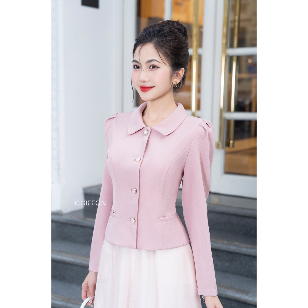 Áo vest ký giả cổ đức dài tay cao cấp Chiffon