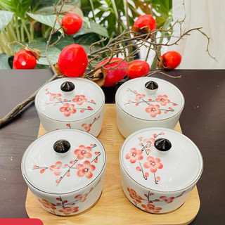 Bộ mứt tết hoa đào kèm khay gỗ ( tròn/tim) tết 2024