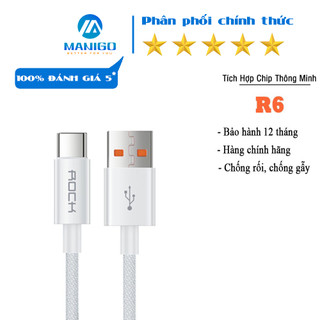 Dây sạc nhanh Type C 6A chính hãng Rockspace R6 dây dù sạc cho mọi dòng điện thoại Samsung, Oppo,... bảo hành 12 tháng