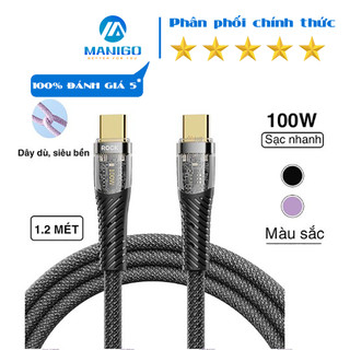 Dây sạc nhanh Type C to Type C 100W Rockspace Z21 dây dù sạc nhanh cho Samsung, Xiaomi, máy tính,.. bảo hành 1 năm