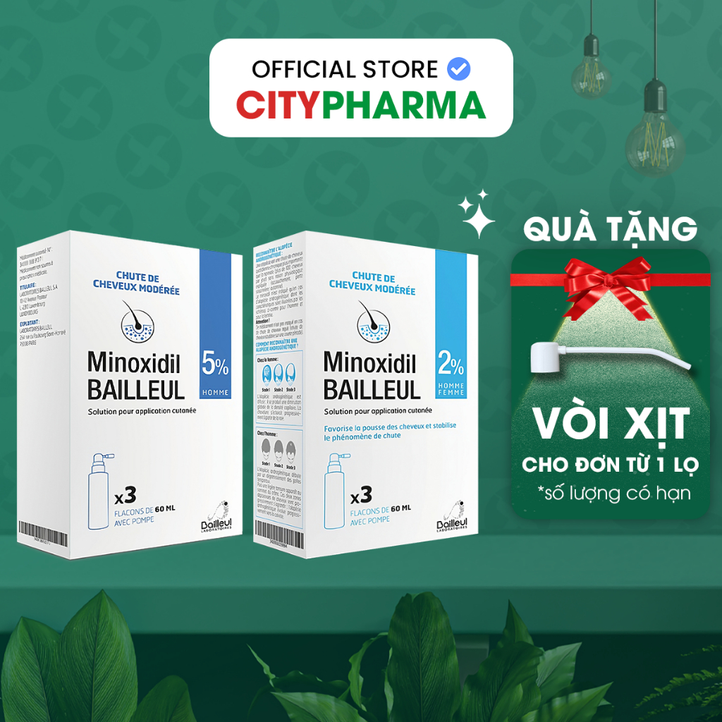 Xịt Mọc Tóc Minoxidil Bailleul 2%, 5% Nhập Khẩu Pháp, Kích Thích Mọc Tóc Và Giảm Rụng Tóc