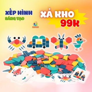 Bộ Xếp Hình 180 Chi Tiết Bằng Gỗ Kèm Các Thẻ Flash Card Hình Mẫu Tiện Lợi Cho Bé Phát Triển Thông Minh