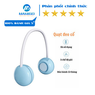 Quạt đeo cổ mini sạc tích điện Rockspace không cánh 3 cấp độ gió, pin lớn 1600mAh, siêu nhẹ tiện dụng - bảo hành 1 năm